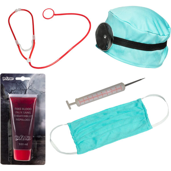 Dokter/chirurg ziekenhuis verkleed set - accessoires 6-delig - kunststof - feestkleding
