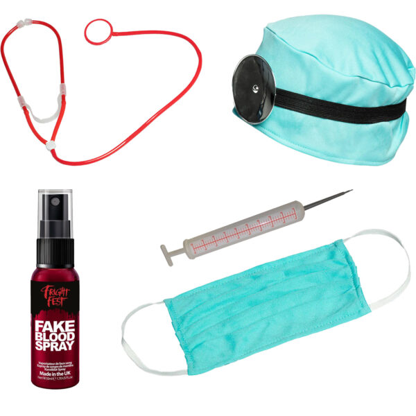 Dokter/chirurg ziekenhuis verkleed set - accessoires 6-delig - kunststof - feestkleding
