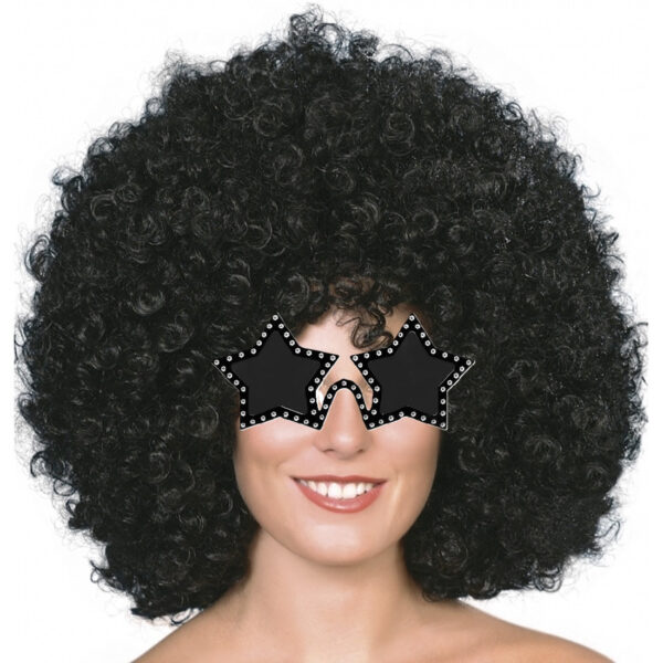 Carnaval verkleedset afropruik met sterren bril - Disco/Seventies
