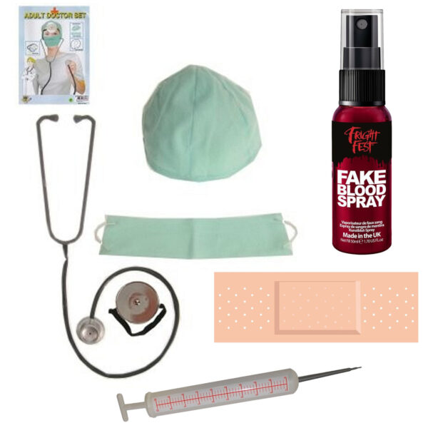 Dokter/chirurg ziekenhuis verkleed set - accessoires 8-delig - kunststof - feestkleding