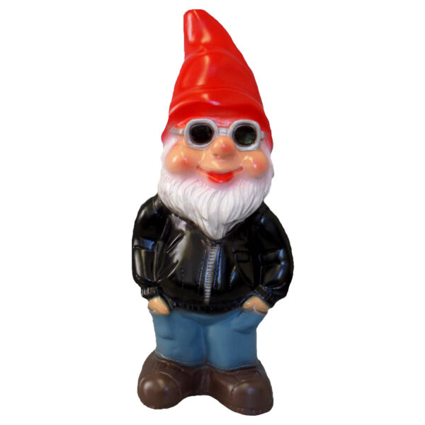Tuinkabouter biker - stoere tuindecoratie - kunststof beeldje - 35 cm - voor buiten
