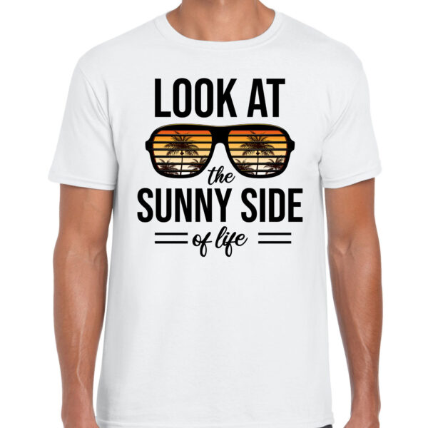Sunny side feest t-shirt / shirt look at the sunny side of life wit voor heren