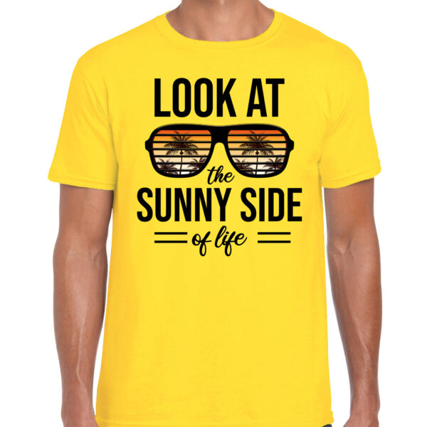 Sunny side feest t-shirt / shirt look at the sunny side of life geel voor heren