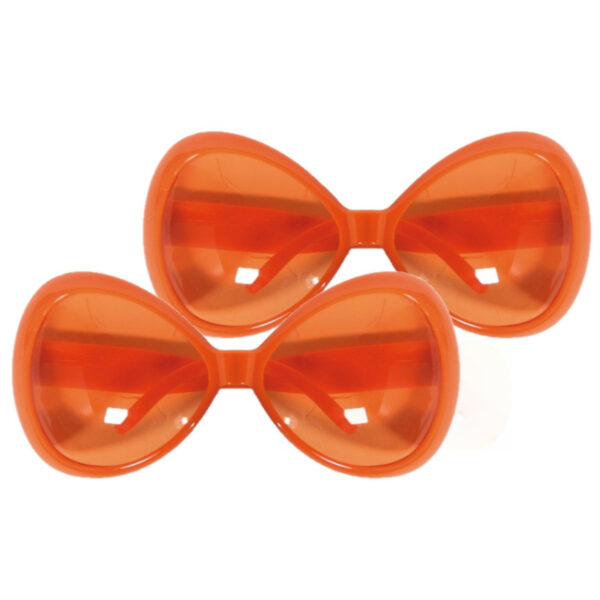 2x stuks oranje feestartikelen party verkleed zonnebril voor dames