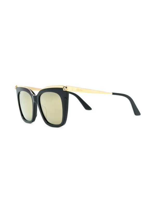 Cartier Eyewear panter hoofd oversized zonnebril - Zwart
