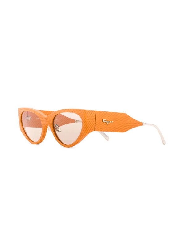 Ferragamo Eyewear Leren zonnebril - Oranje