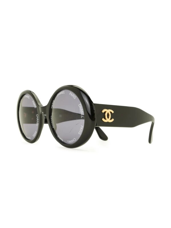 CHANEL Pre-Owned 1990s pre-owned zonnebril met rond montuur - Zwart