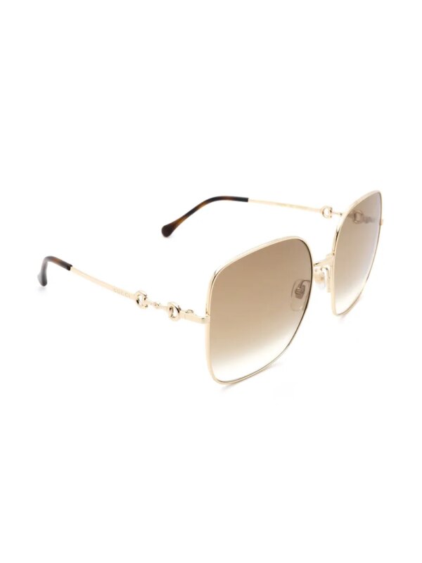 Gucci Eyewear Zonnebril met oversized montuur en horsebit - Goud