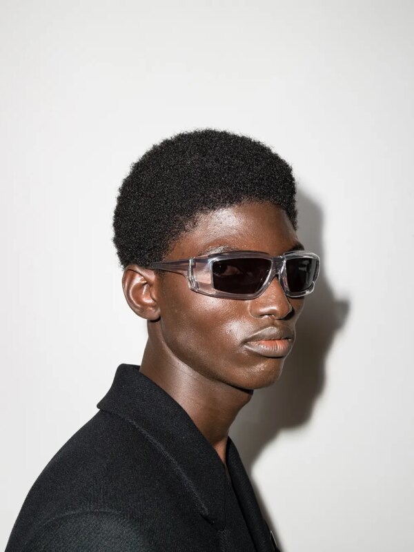 Rick Owens Zonnebril met rechthoekig montuur - Beige
