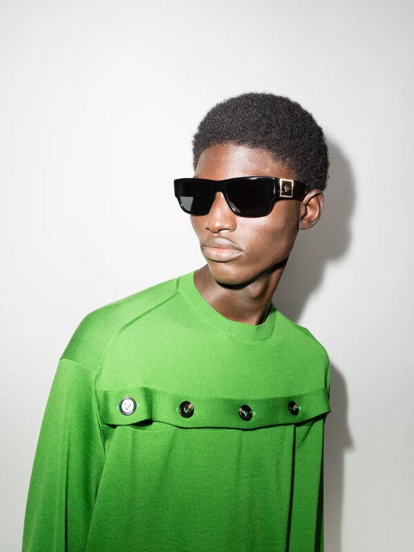 Versace Eyewear Zonnebril met rechthoekig montuur - Zwart