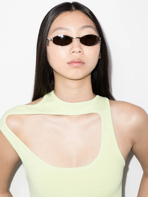 Marine Serre x Vuarnet Swirl zonnebril met ovaal montuur - Bruin