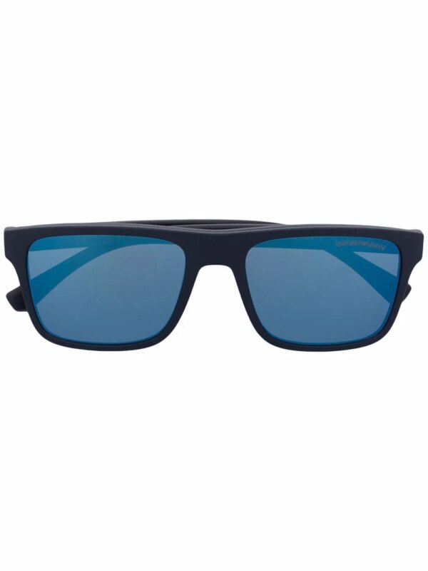Emporio Armani Zonnebril met rechthoekig montuur - Blauw