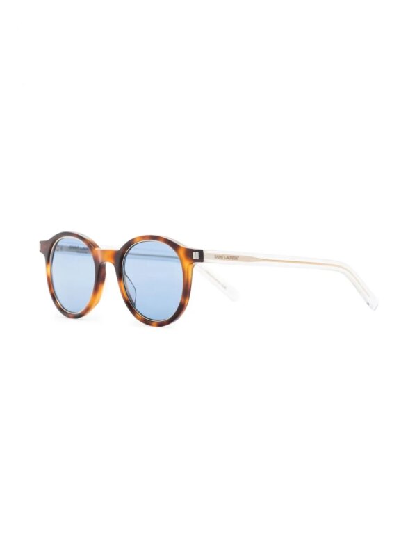 Saint Laurent Eyewear Zonnebril met rond montuur - Bruin