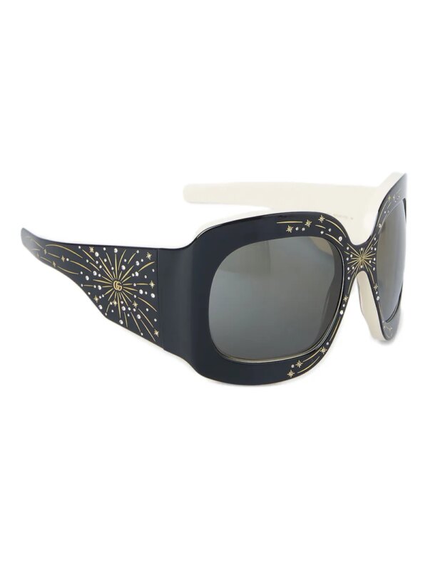 Gucci Eyewear Zonnebril met vierkant montuur en vuurwerk - Zwart