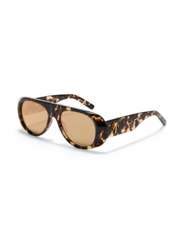 Palm Angels Eyewear Zonnebril met rond montuur - Bruin