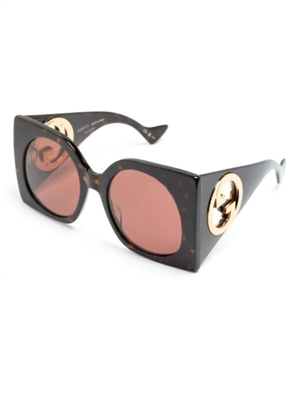 Gucci Eyewear Zonnebril met vierkant montuur - Bruin