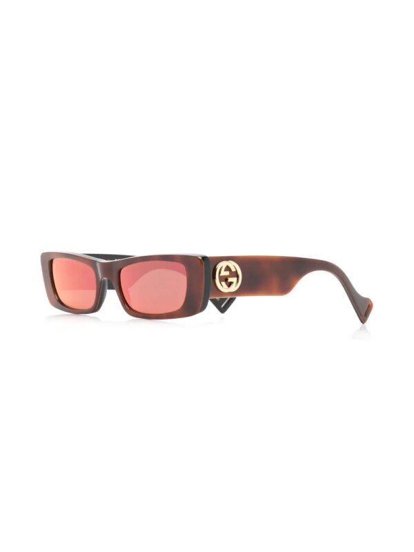 Gucci Eyewear Zonnebril met rechthoekig montuur - Bruin