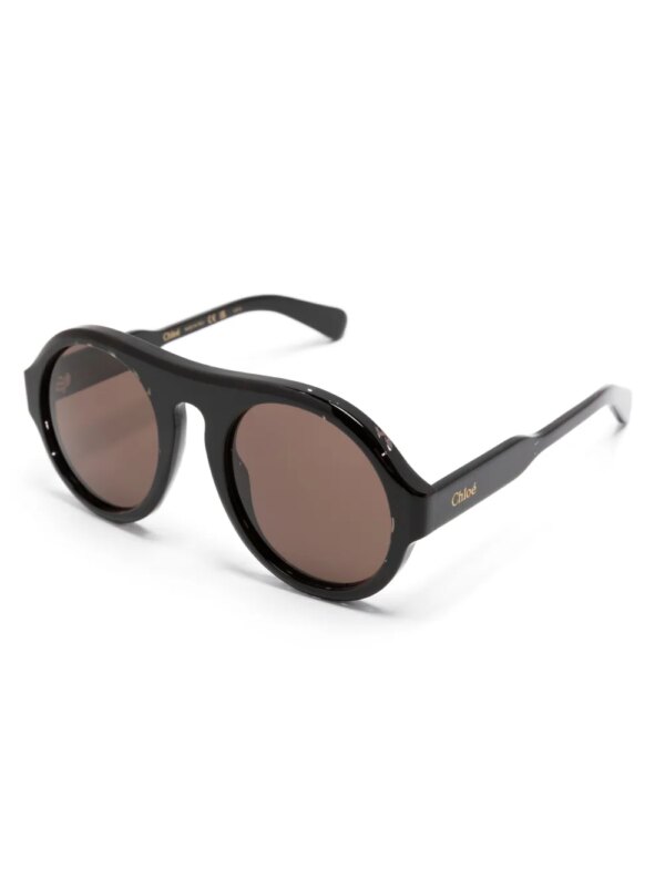 Chloé Eyewear Zonnebril met rond montuur - Zwart