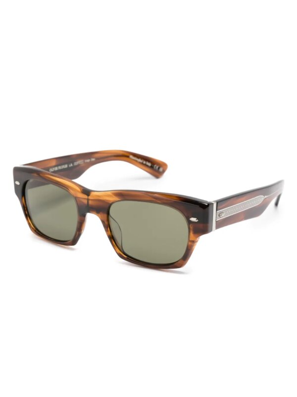 Oliver Peoples Zonnebril met rechthoekig montuur - Bruin