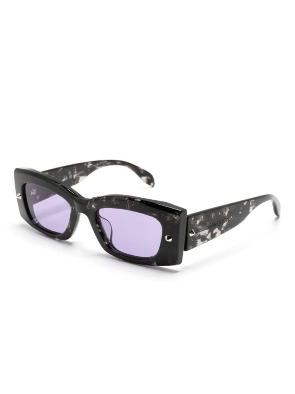 Alexander McQueen Eyewear Zonnebril met rechthoekig montuur - Zwart