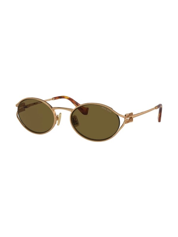 Miu Miu Eyewear Zonnebril met logoplakkaat - Goud