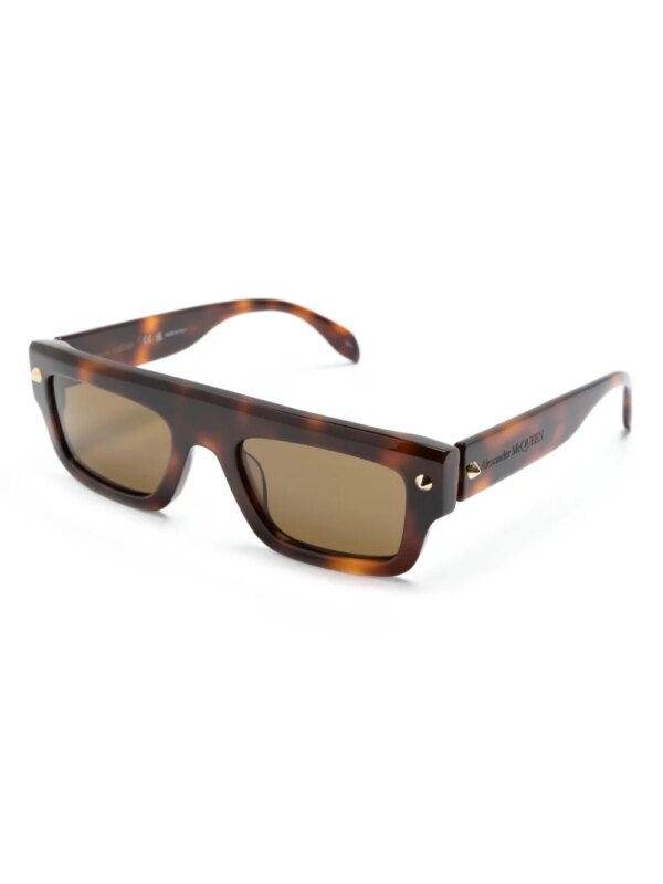 Alexander McQueen Eyewear Zonnebril met rechthoekig montuur - Bruin