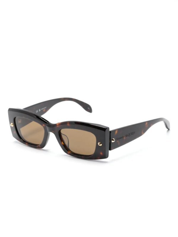 Alexander McQueen Eyewear Spike Studs zonnebril met rechthoekig montuur - Bruin