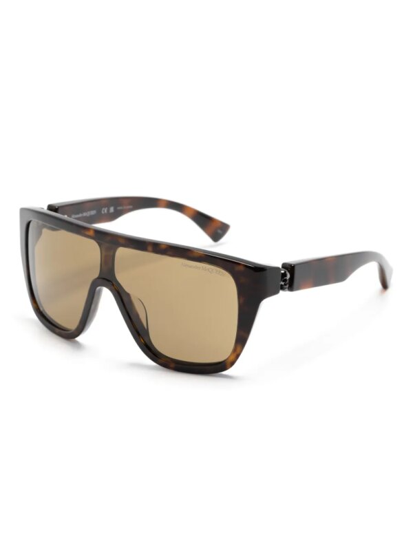 Alexander McQueen Eyewear Zonnebril met schild montuur - Bruin