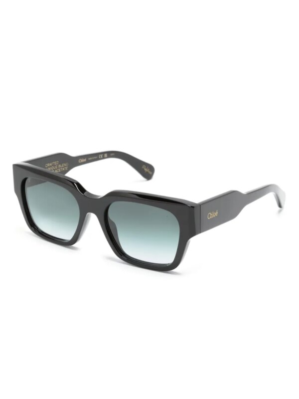 Chloé Eyewear Zonnebril met rechthoekig montuur en logoprint - Zwart