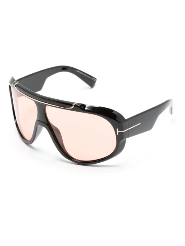 TOM FORD Eyewear Zonnebril met shield montuur en logoplakkaat - Zwart