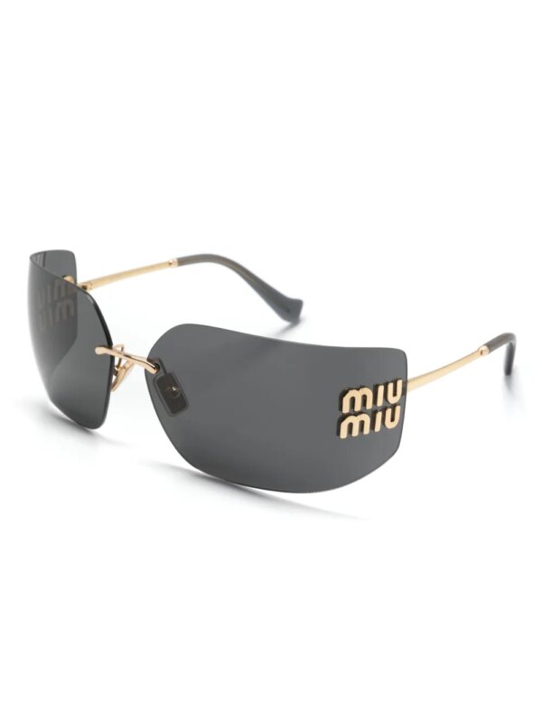 Miu Miu Eyewear Runway zonnebril met rechthoekig montuur - Goud