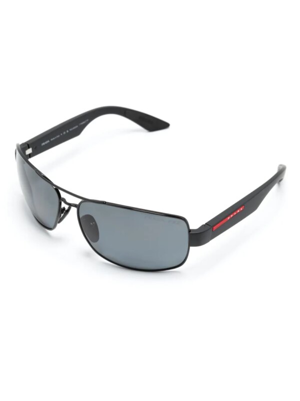 Prada Eyewear Zonnebril met rechthoekig montuur met logoprint - Zwart