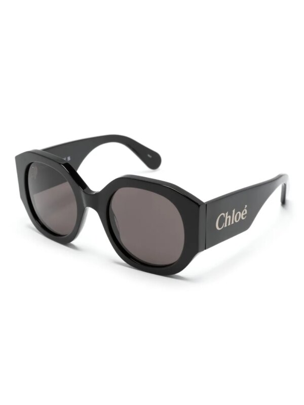 Chloé Eyewear Zonnebril met oversized rond montuur - Zwart