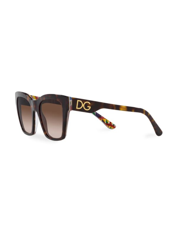 Dolce & Gabbana Eyewear Zonnebril met schildpadschild design met vierkant montuur - Bruin