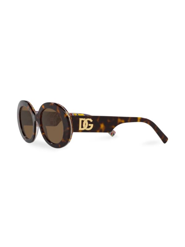 Dolce & Gabbana Eyewear Zonnebril met rond montuur en schildpadschild design - Bruin