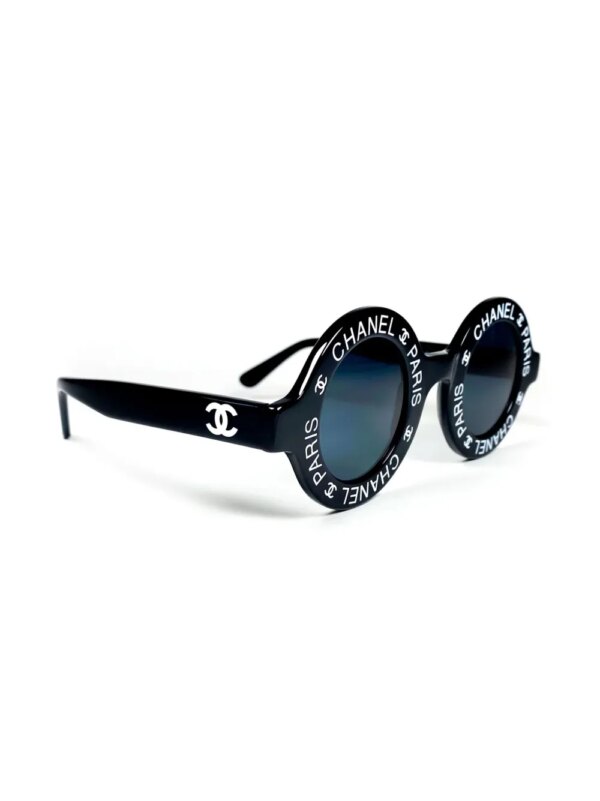 CHANEL Pre-Owned 1993 zonnebril met rond montuur en logoprint - Zwart