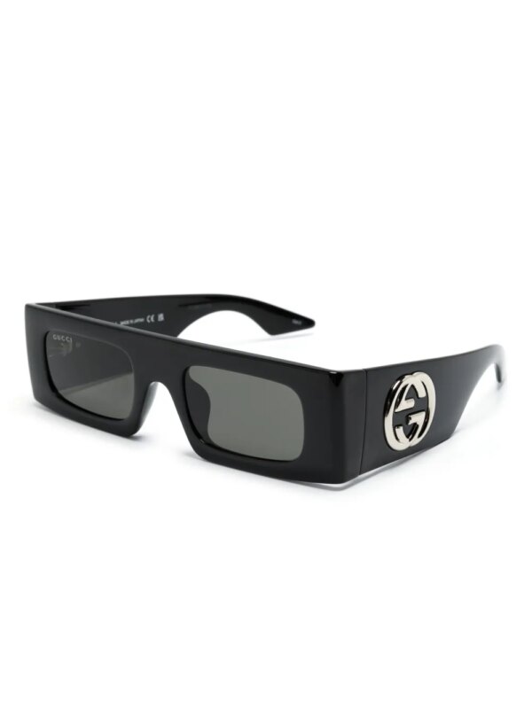 Gucci Eyewear Double G zonnebril met rechthoekig montuur - Zwart