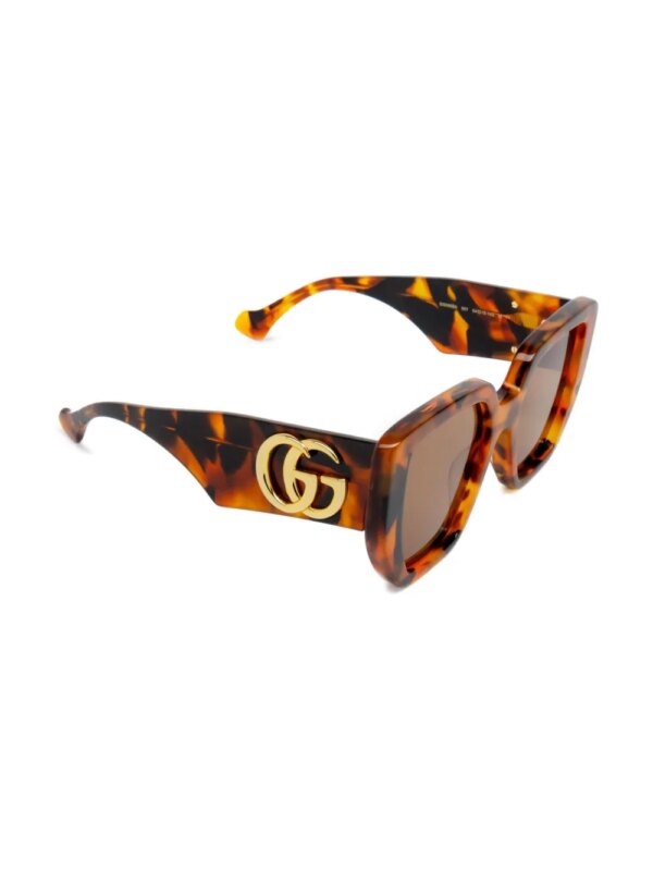 Gucci Eyewear Zonnebril met schildpadschild-design en vierkant montuur - Bruin