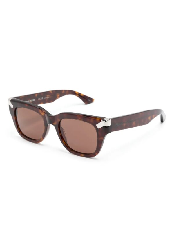 Alexander McQueen Eyewear Zonnebril met schildpadschild-design en vierkant montuur - Bruin