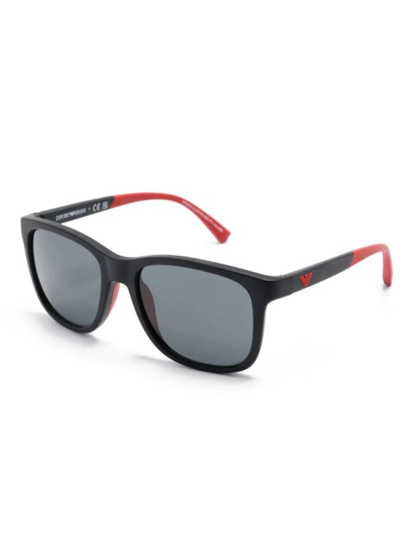 Emporio Armani Zonnebril met vierkant montuur - Zwart