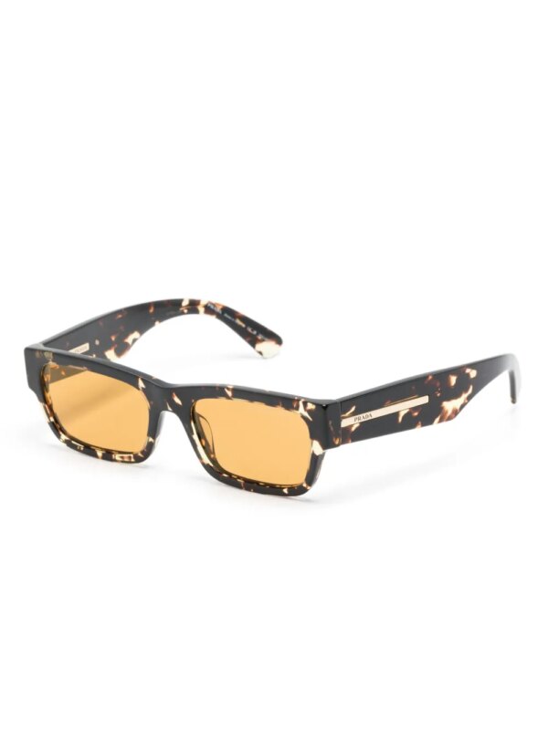 Prada Eyewear Zonnebril met rechthoekig montuur met schildpadschild effect - Bruin