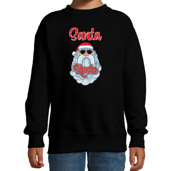 Kersttrui/sweater voor kinderen - Kerstman - Santa Rocks - zwart