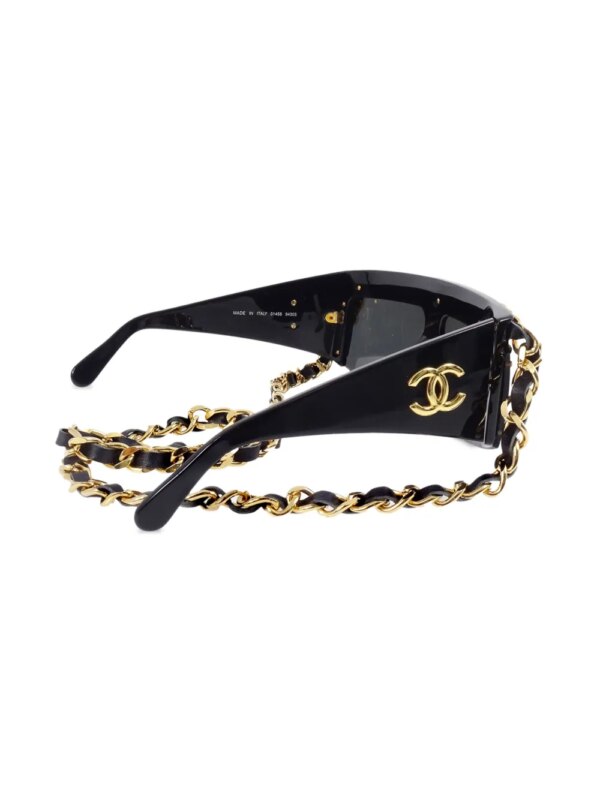 CHANEL Pre-Owned 1990-2000s zonnebril met ketting - Zwart