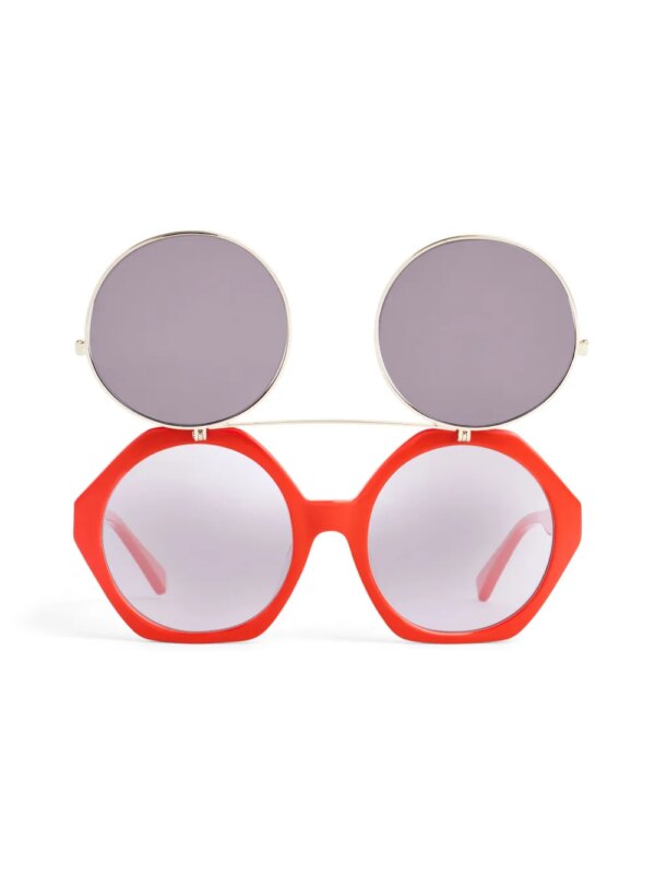 Mini Rodini Zonnebril met geometrisch montuur - Rood
