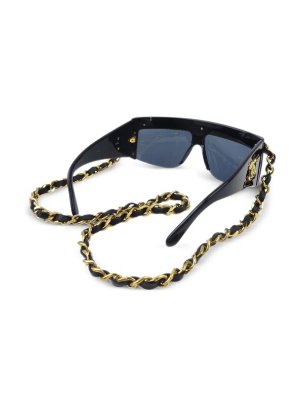 CHANEL Pre-Owned 1990-2000s zonnebril met schakelketting - Zwart
