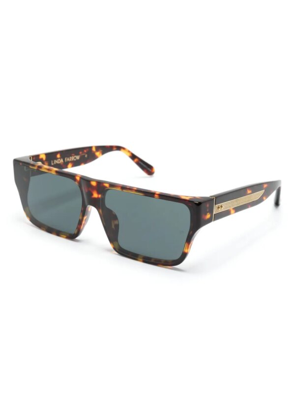 Linda Farrow Brady zonnebril met geometrisch montuur - Bruin