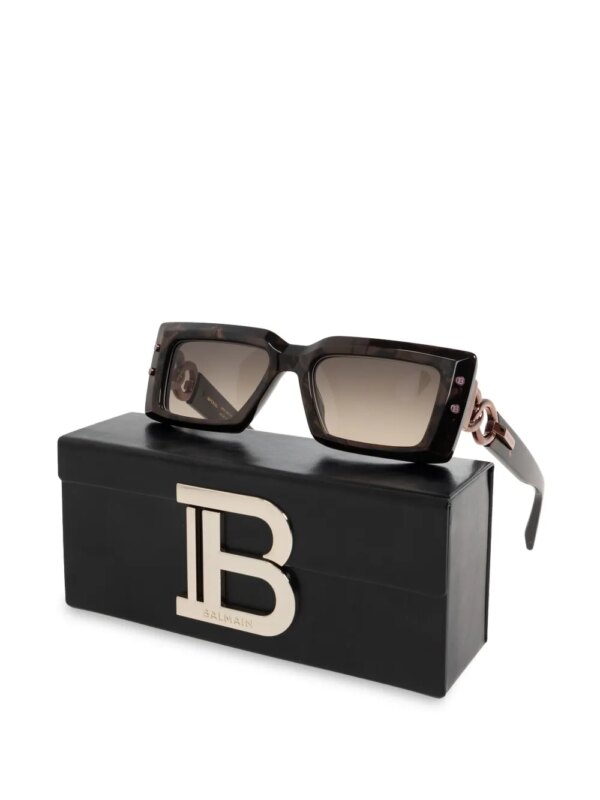 Balmain Eyewear Zonnebril met vierkant montuur - Bruin