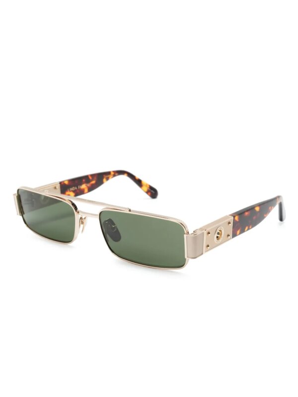 Linda Farrow Joey zonnebril met rechthoekig montuur - Goud