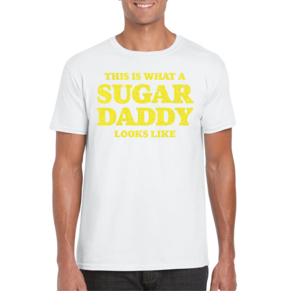 Bellatio Decorations Verkleed T-shirt voor heren - sugar daddy - wit - glitter - themafeest - Vaderdag