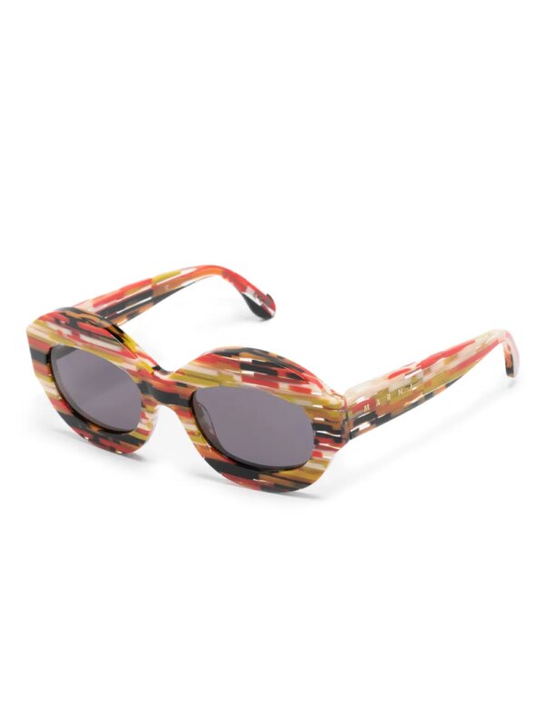 Marni Eyewear Spacey Stripey zonnebril met ovaal montuur - Rood